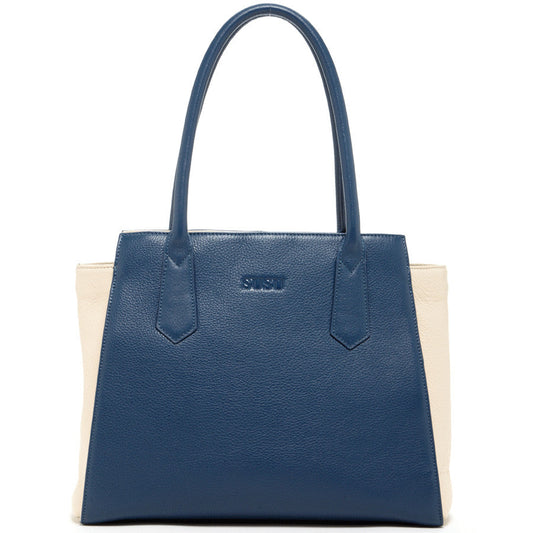 Jody Blue Ivory Leather Tote