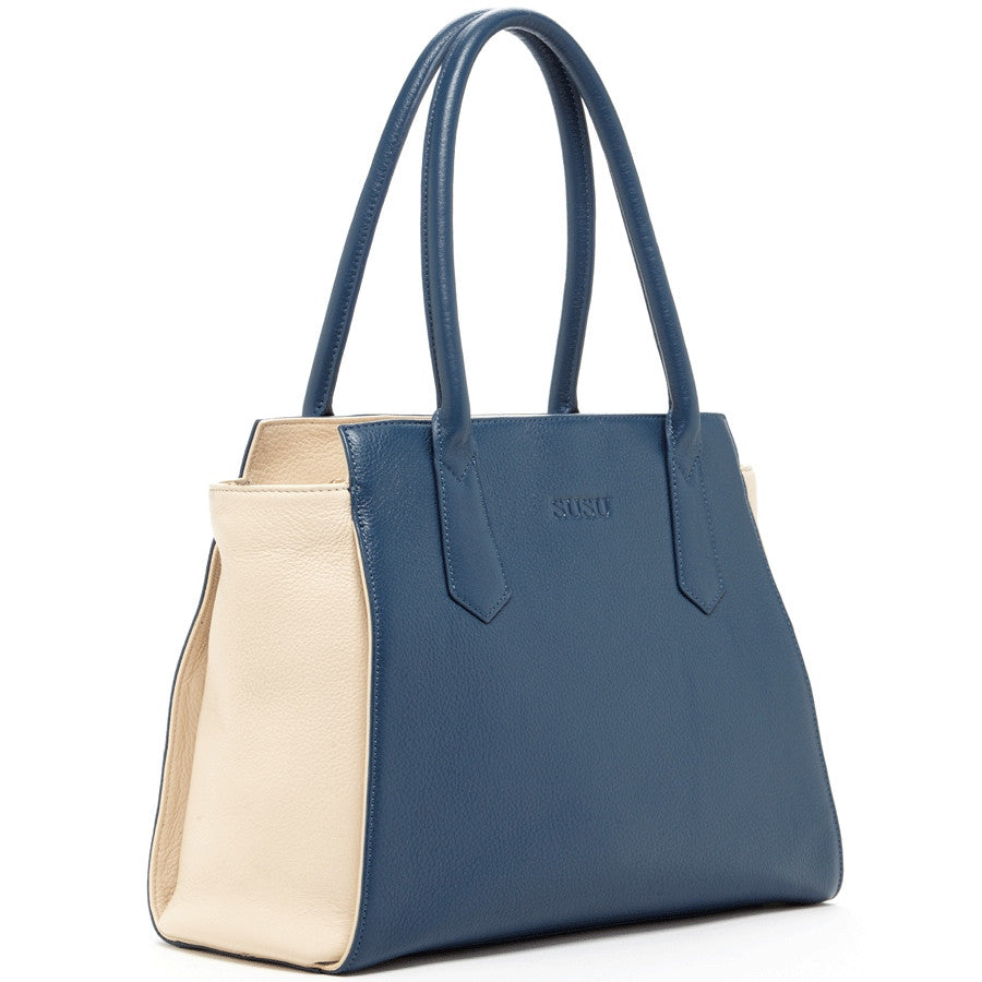 Jody Blue Ivory Leather Tote