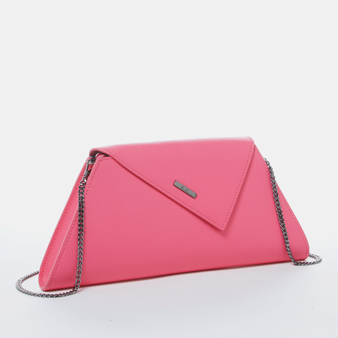 Angelica Hot Pink Leather Clutch