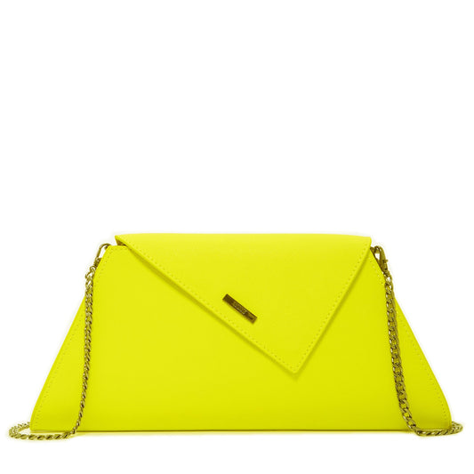 Angelica Electric Yellow Leather Clutch