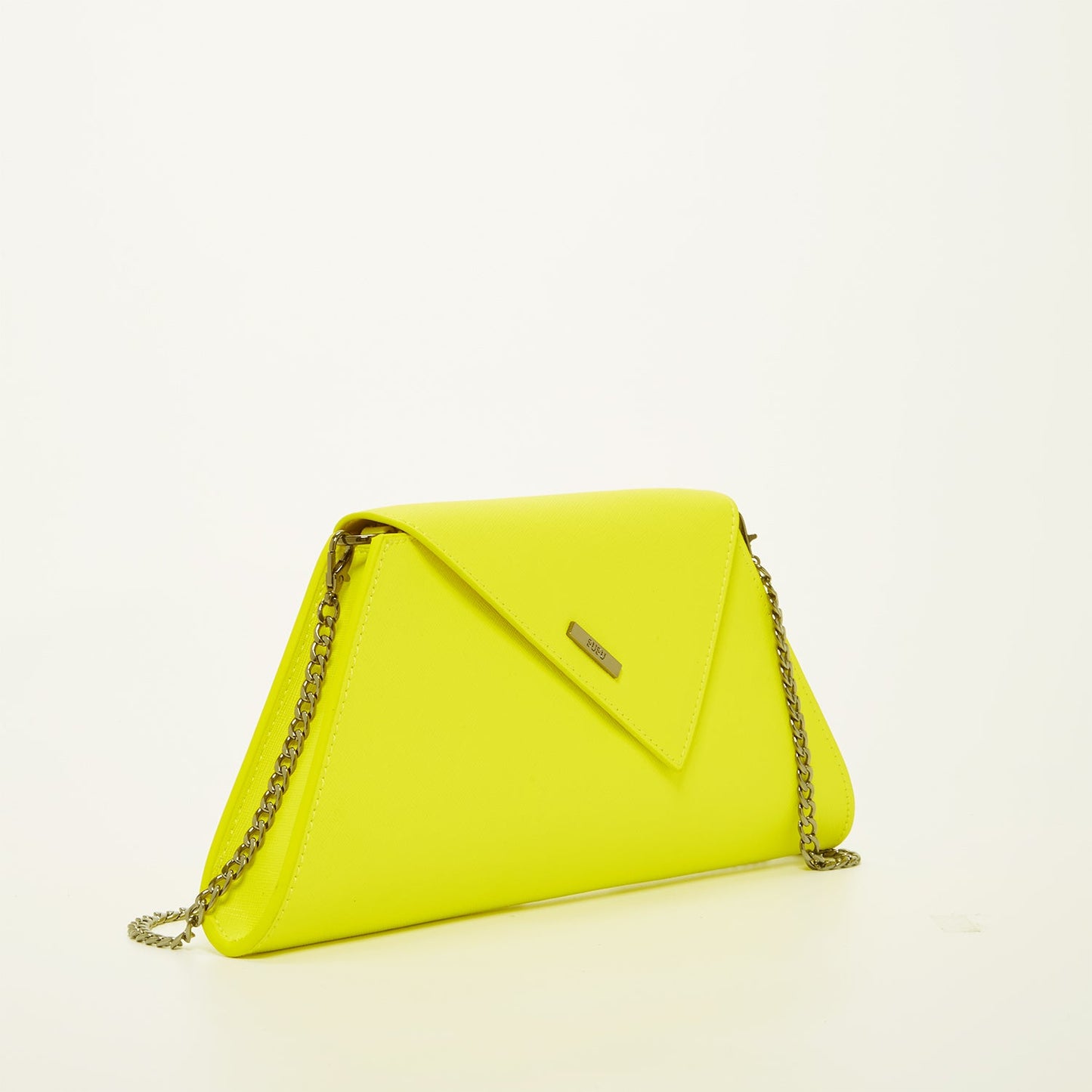 Angelica Electric Yellow Leather Clutch