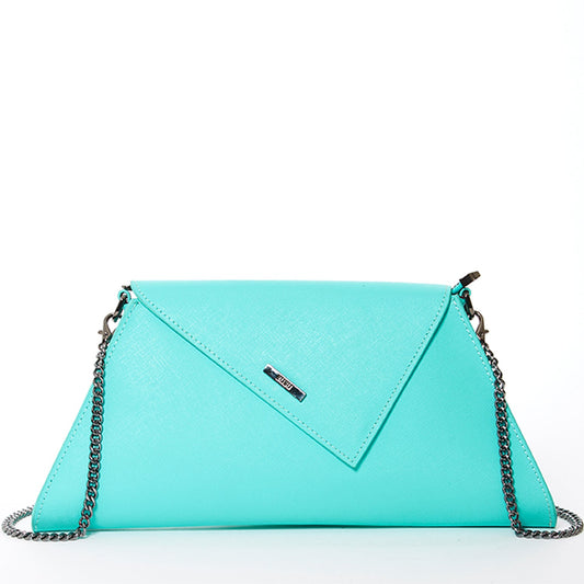 Angelica Turquoise Leather Clutch