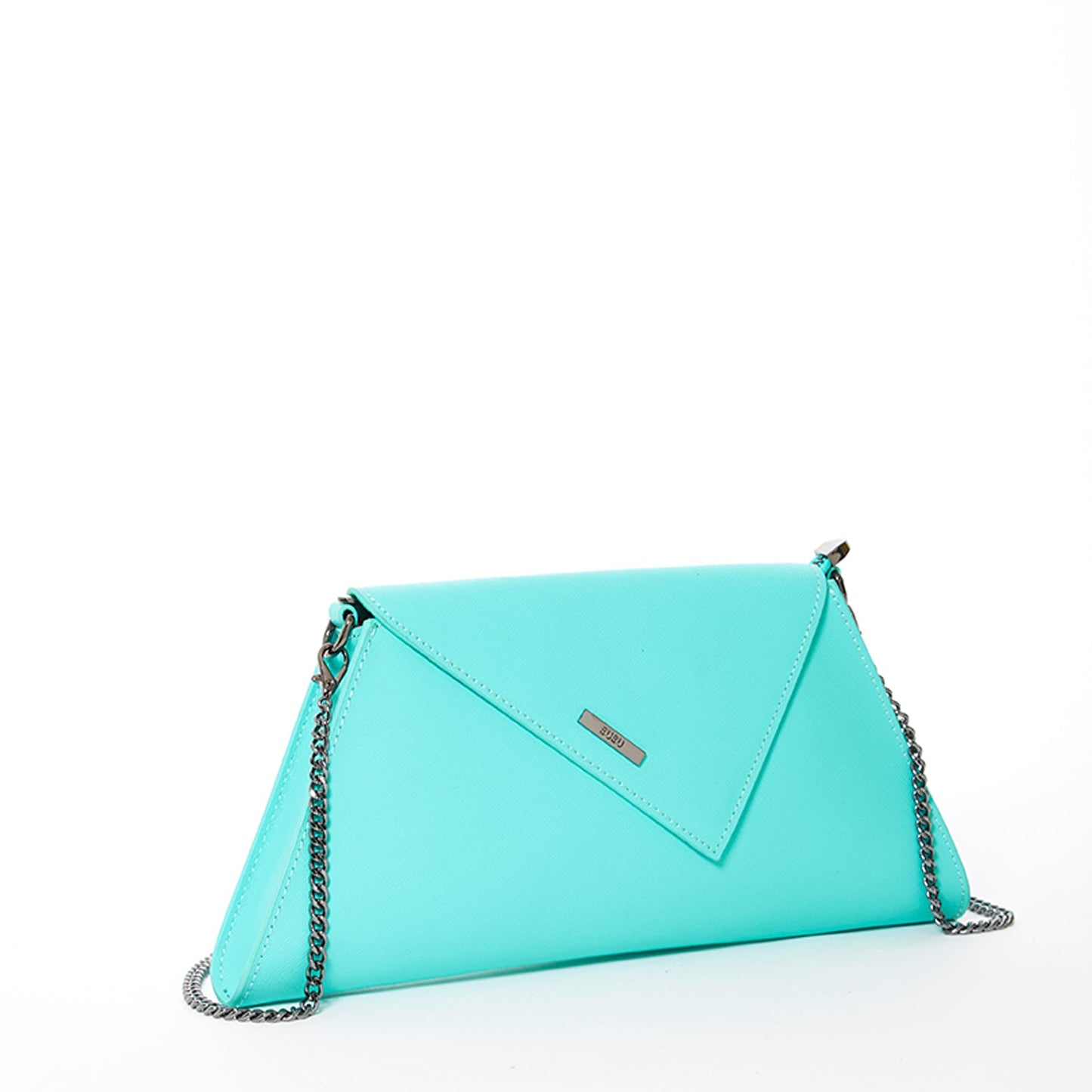 Angelica Turquoise Leather Clutch