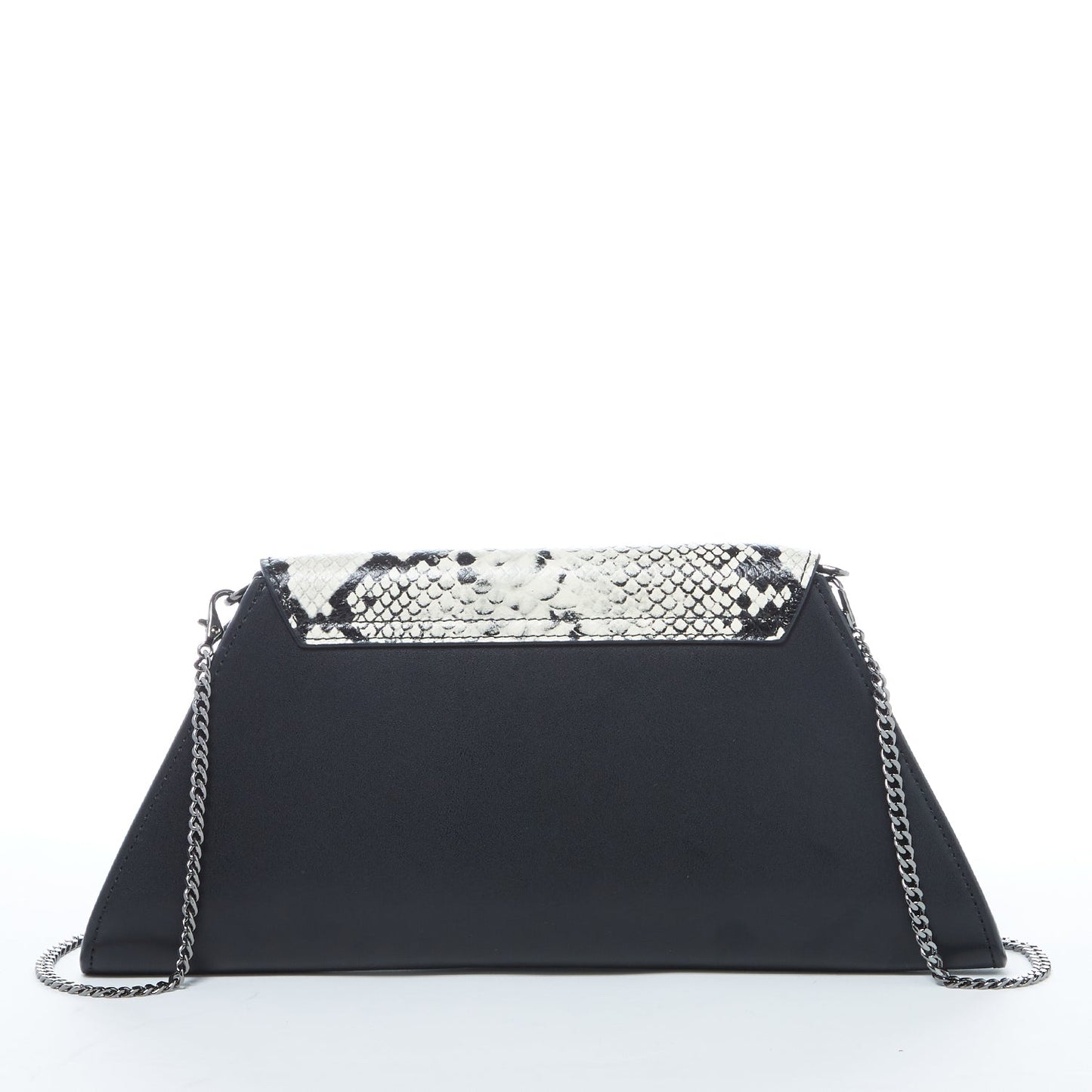 Angelica Black Snakeskin Leather Clutch