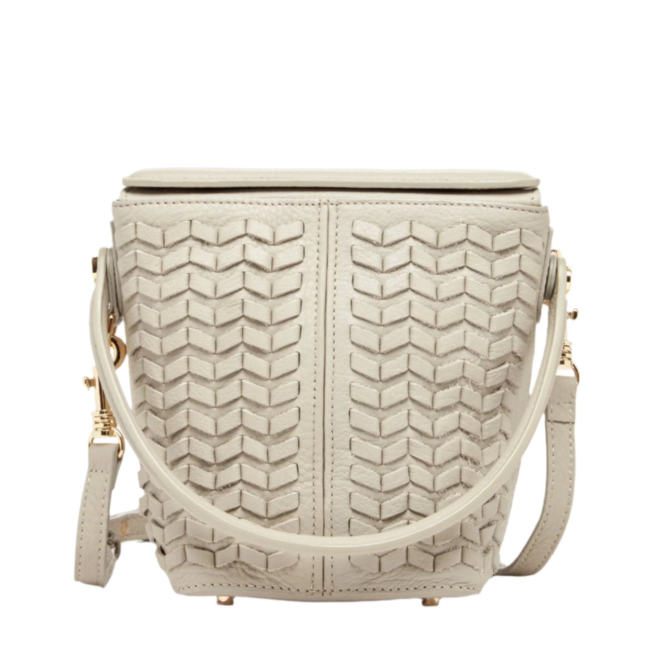 Anna Gray Beige Woven Leather Crossbody