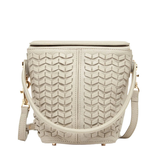 Anna Gray Beige Woven Leather Crossbody