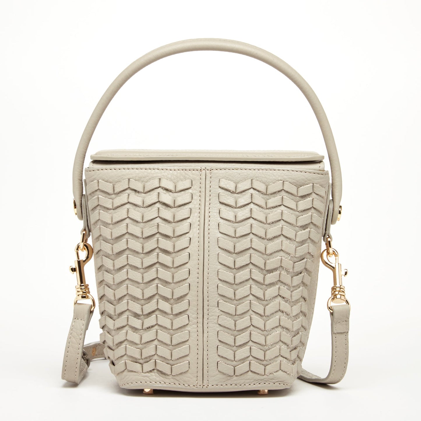 Anna Gray Beige Woven Leather Crossbody