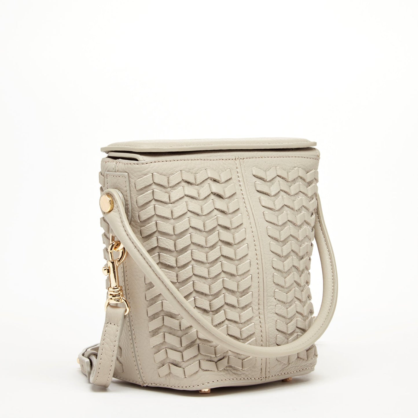 Anna Gray Beige Woven Leather Crossbody