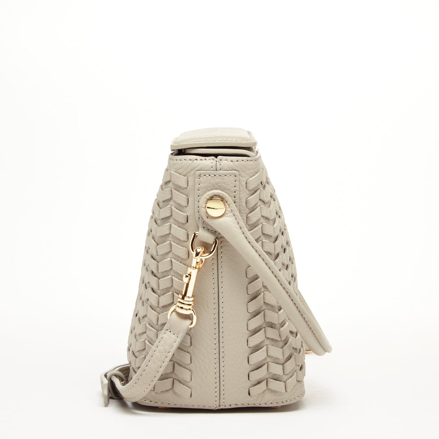 Anna Gray Beige Woven Leather Crossbody