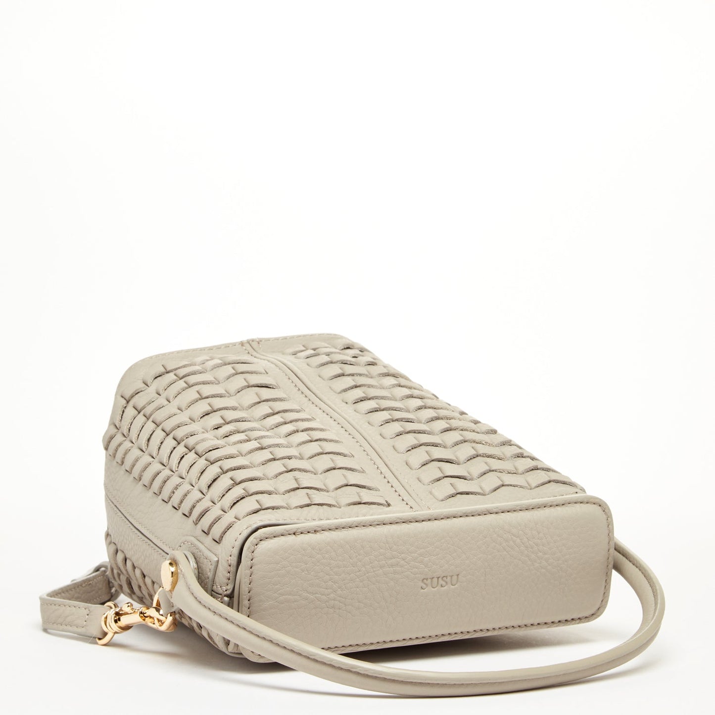 Anna Gray Beige Woven Leather Crossbody