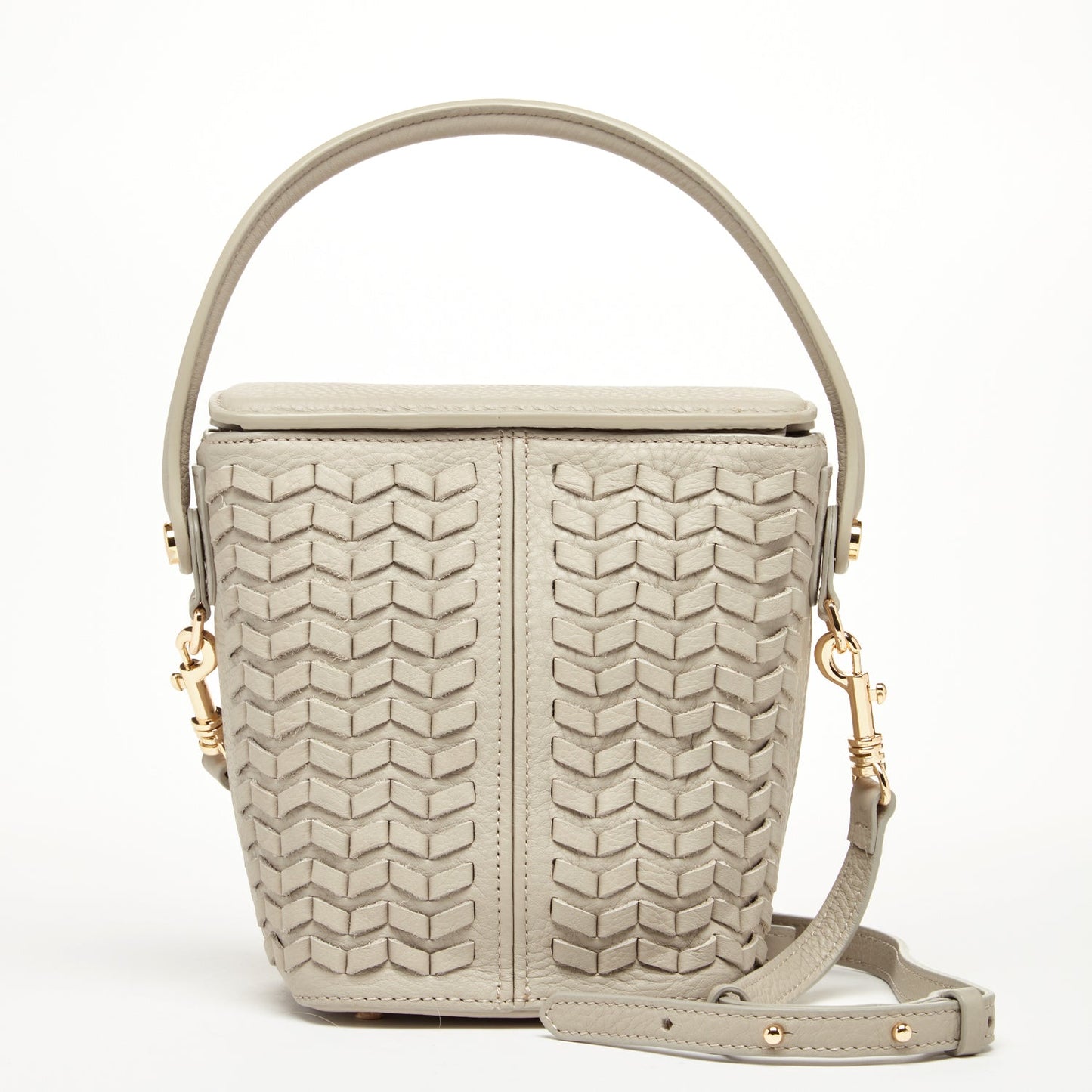 Anna Gray Beige Woven Leather Crossbody