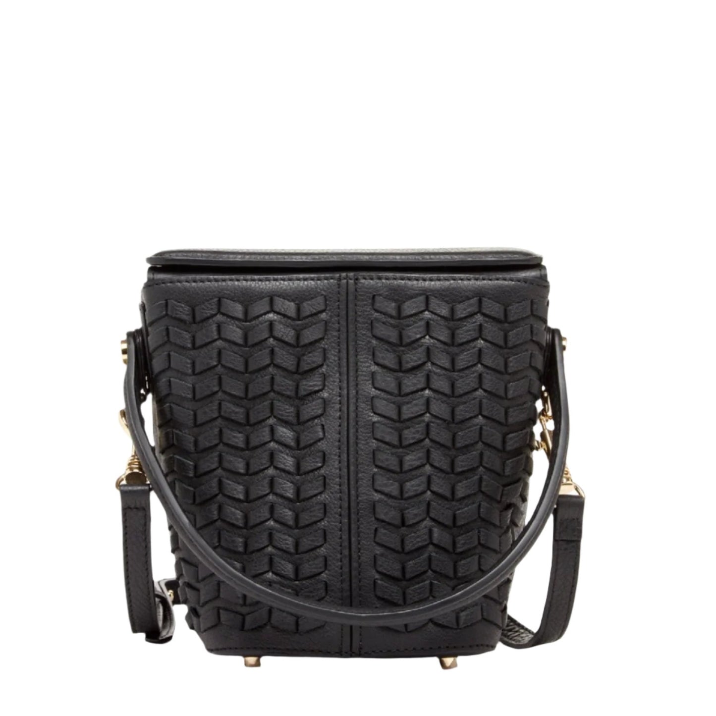 Anna Black Woven Leather Crossbody