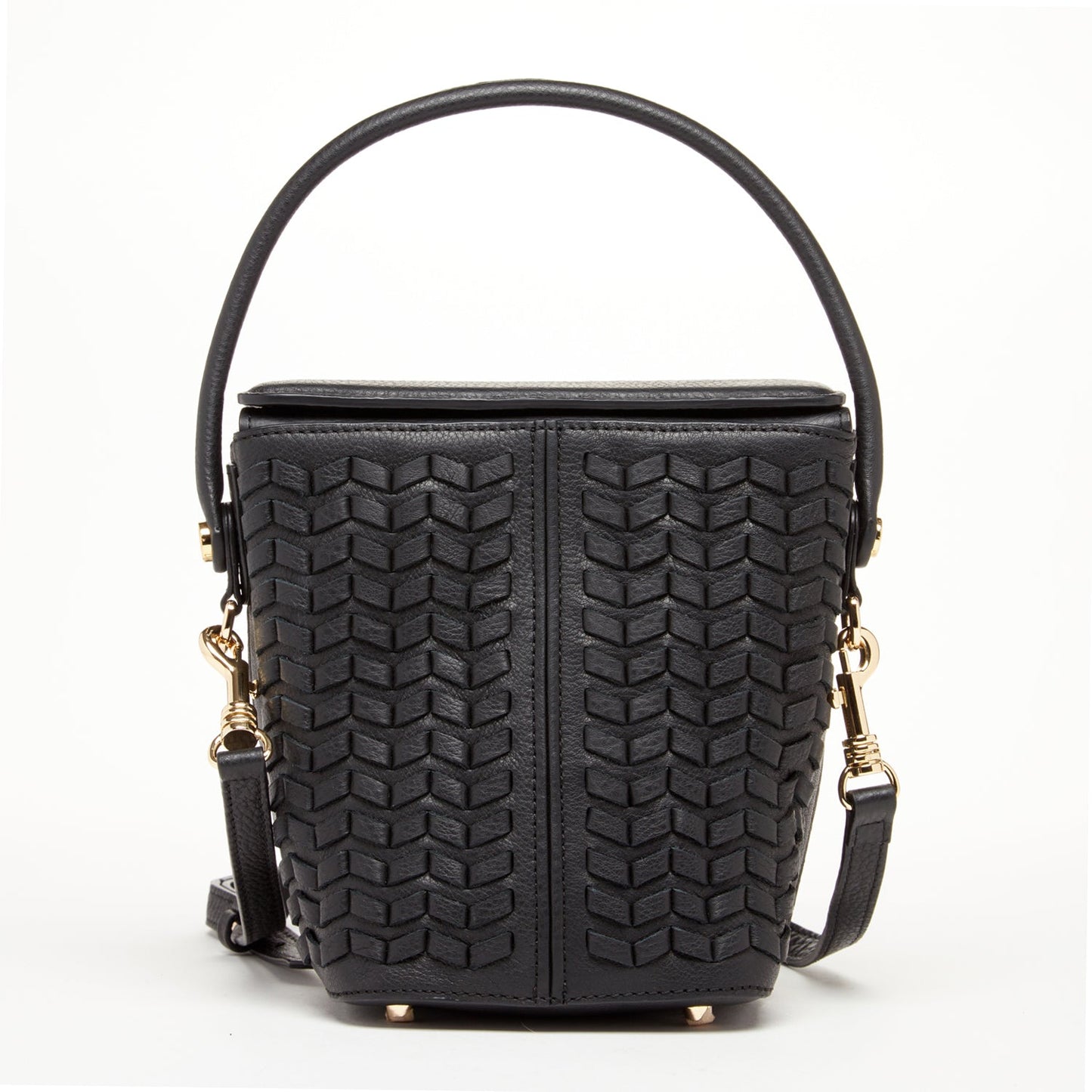 Anna Black Woven Leather Crossbody