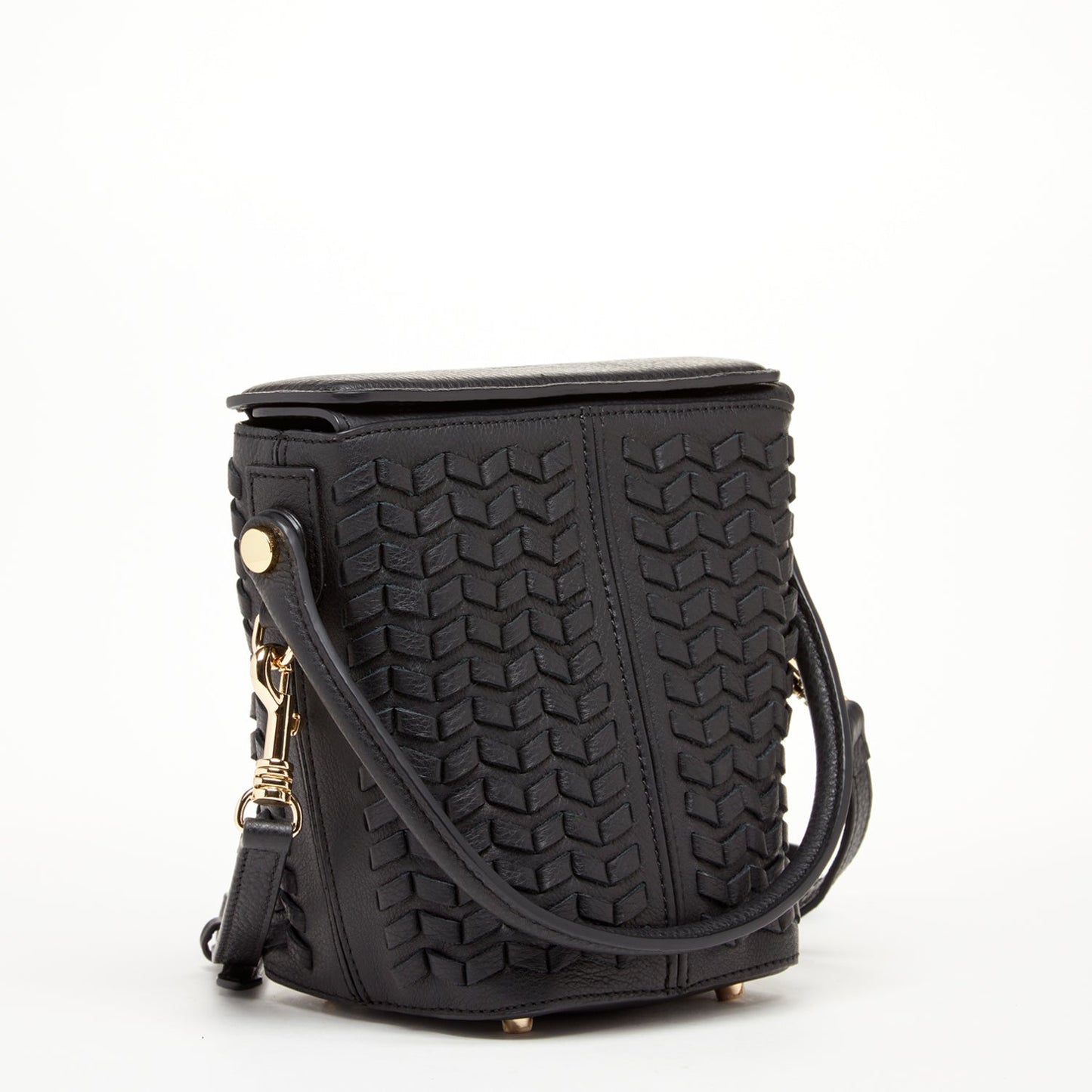 Anna Black Woven Leather Crossbody