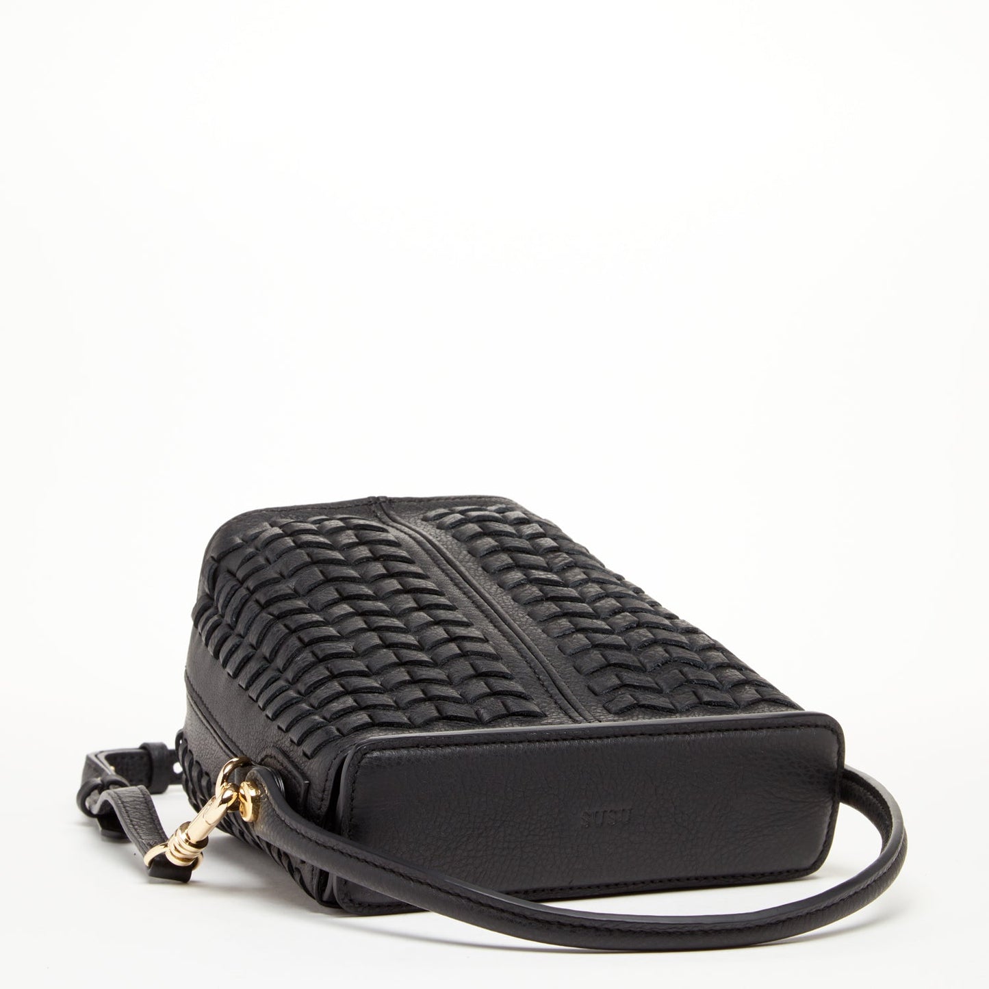 Anna Black Woven Leather Crossbody