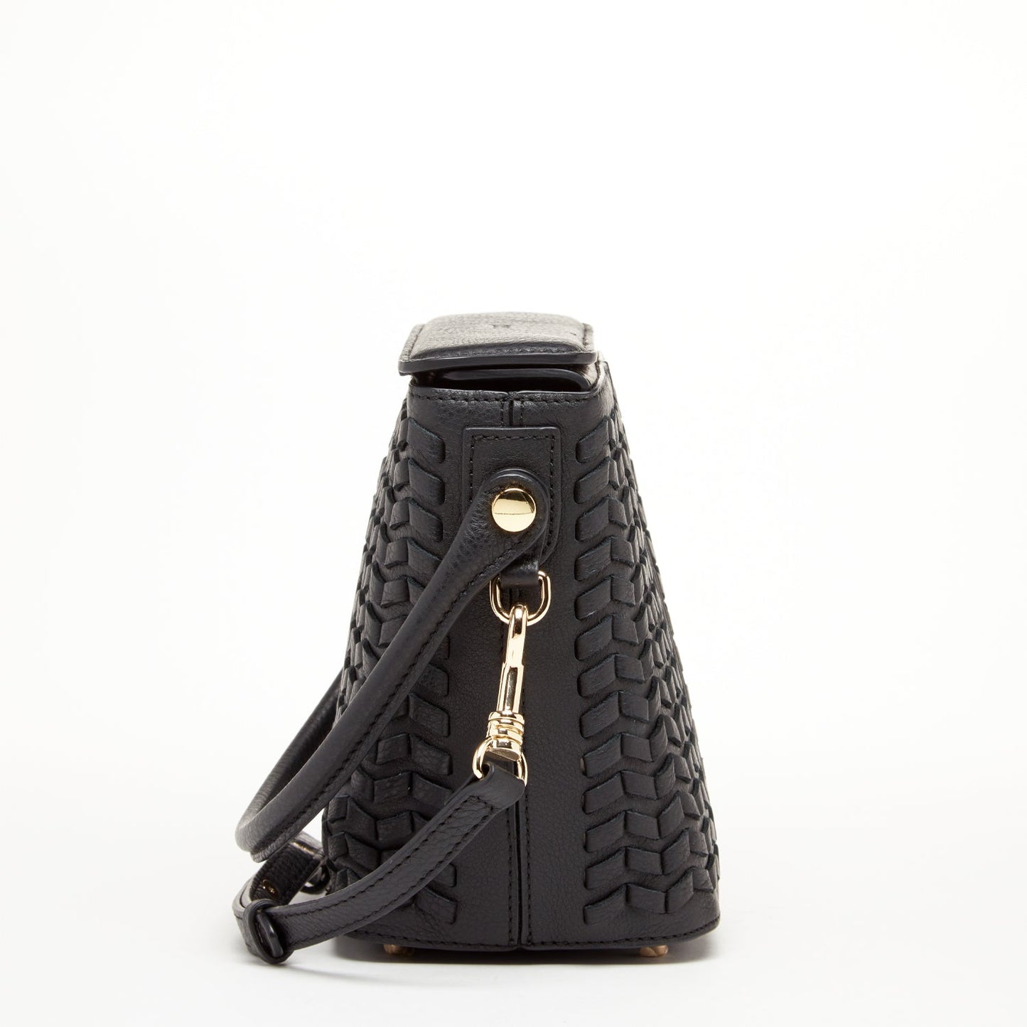 Anna Black Woven Leather Crossbody