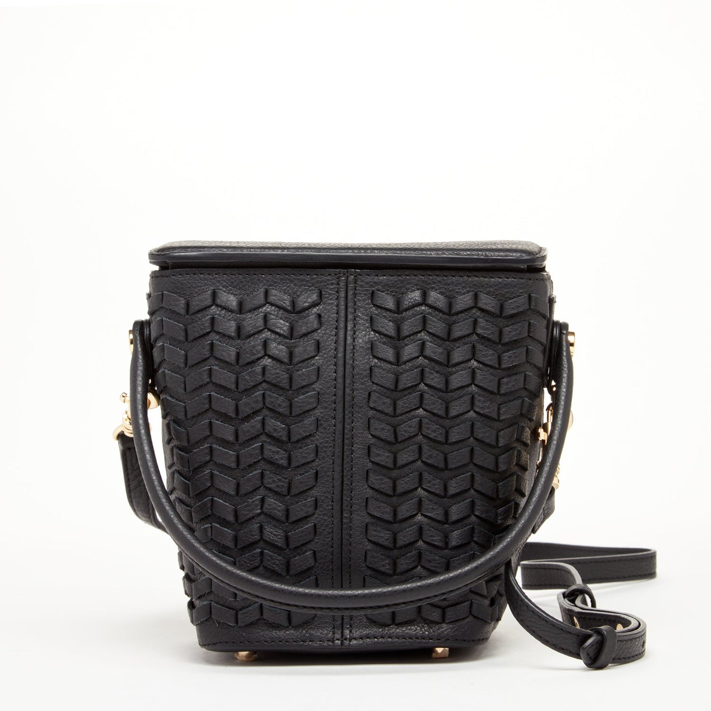 Anna Black Woven Leather Crossbody