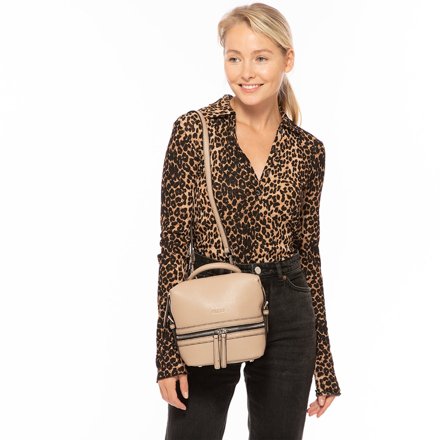 Ashley Beige Mini Leather Backpack