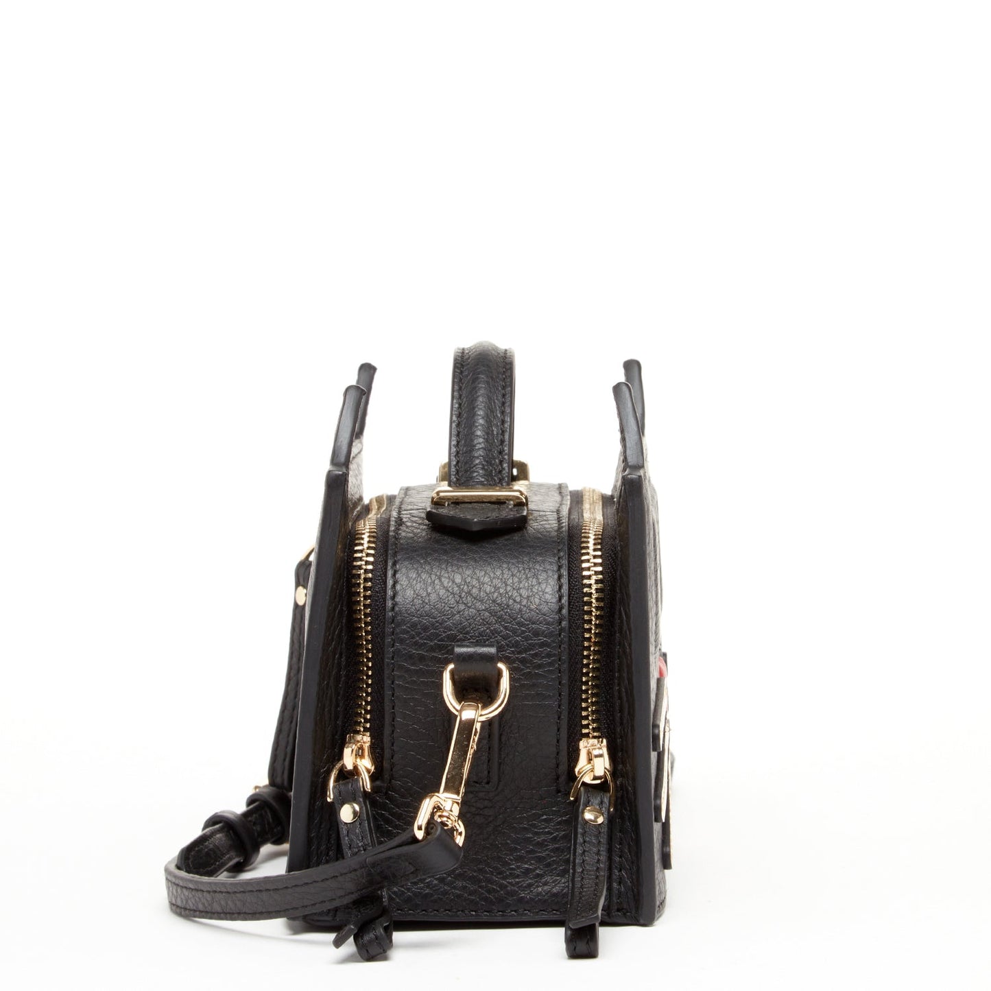 Black Leather Cat Crossbody Bag