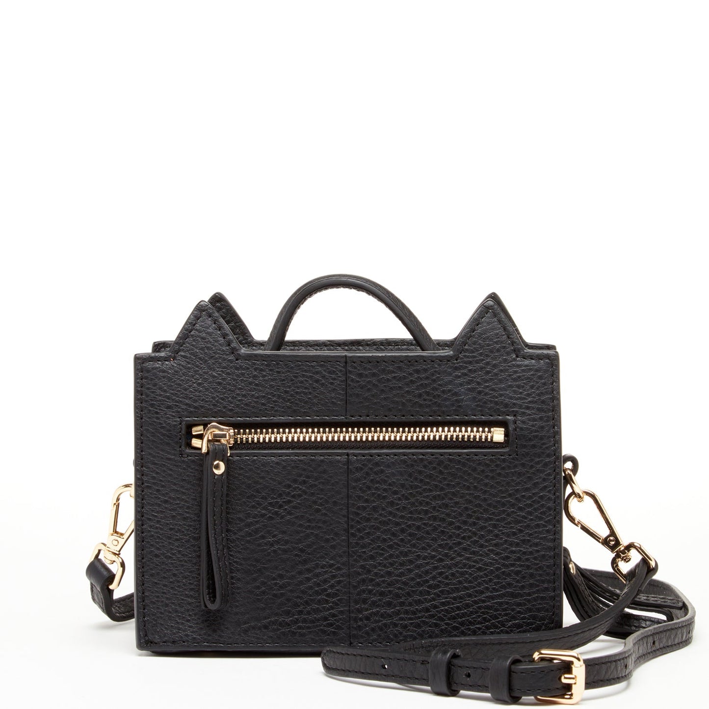 Black Leather Cat Crossbody Bag