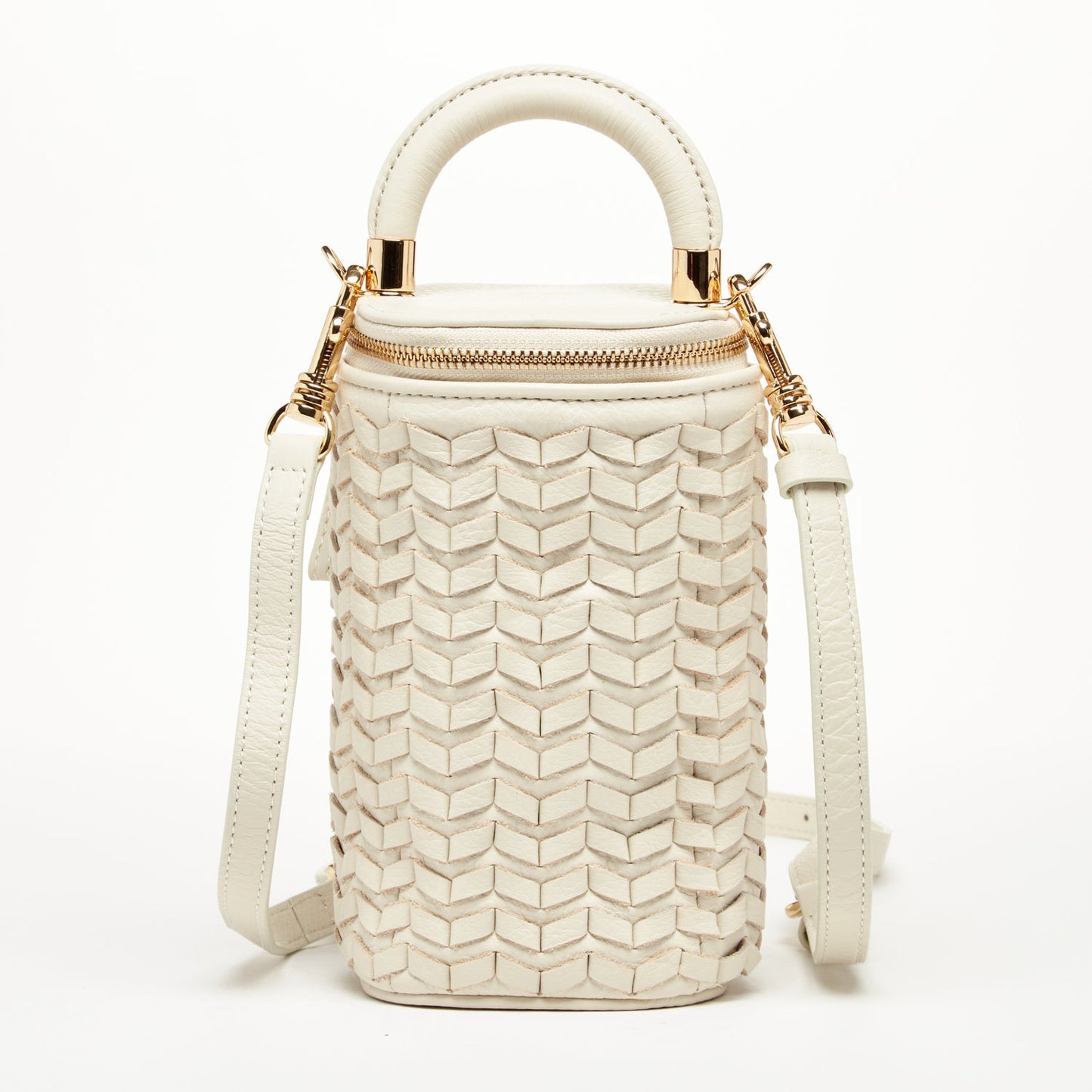 Elsa Off-White Basket Weave Leather Bag