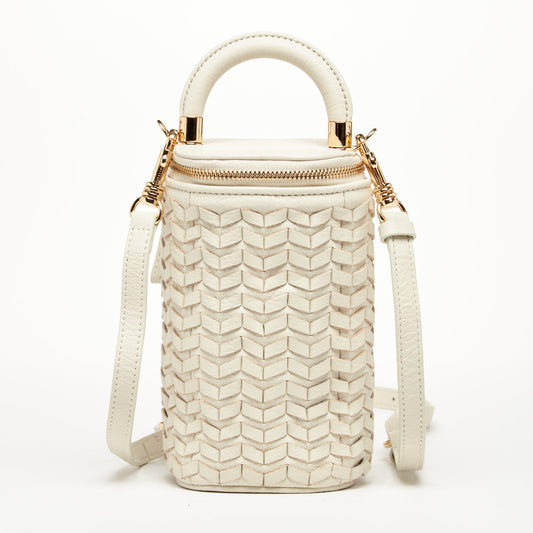 Elsa Off-White Basket Weave Leather Bag