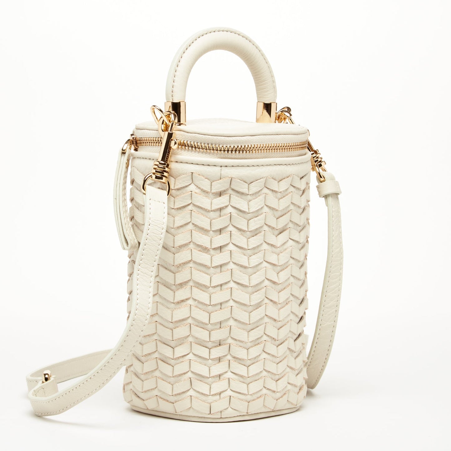 Elsa Off-White Basket Weave Leather Bag