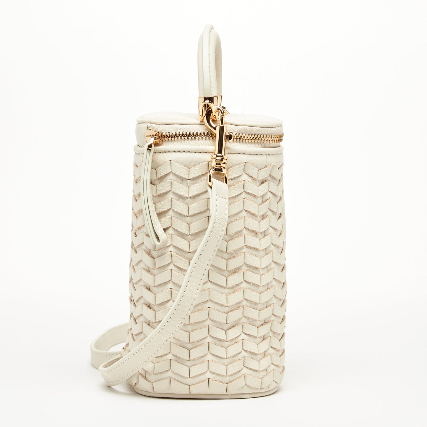 Elsa Off-White Basket Weave Leather Bag