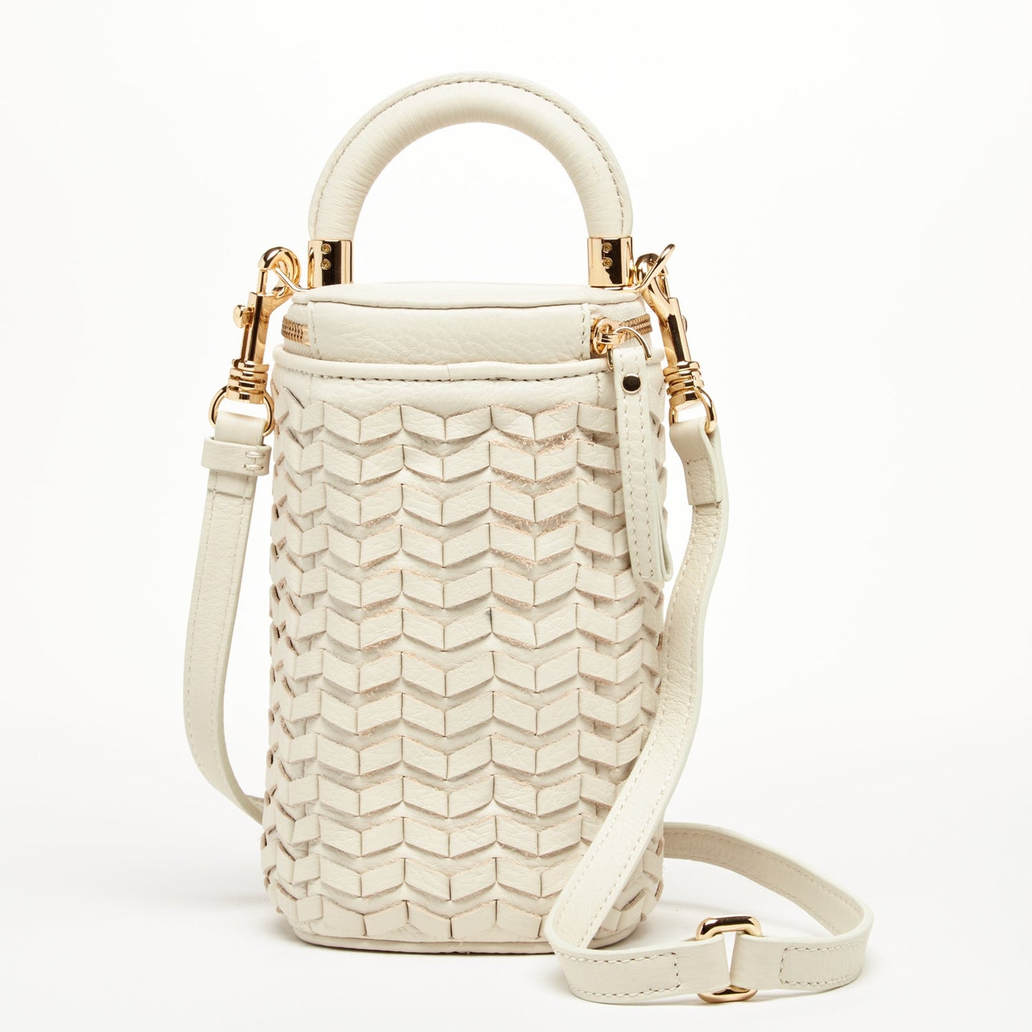 Elsa Off-White Basket Weave Leather Bag