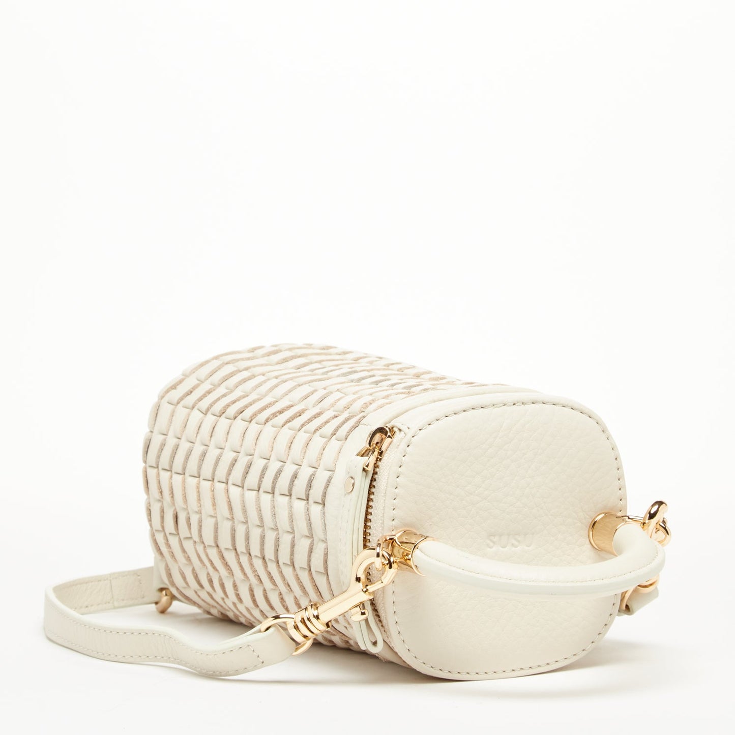 Elsa Off-White Basket Weave Leather Bag