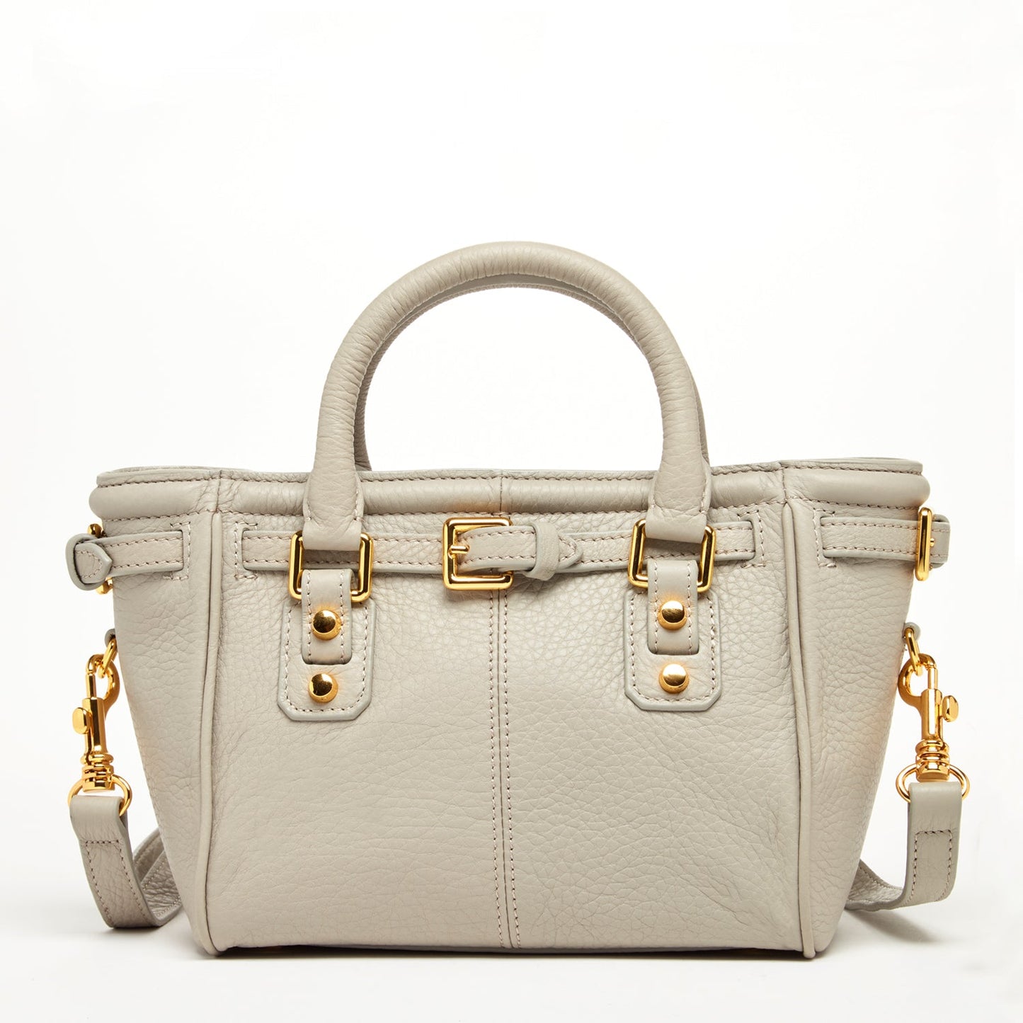 Emma Gray Beige Leather Satchel