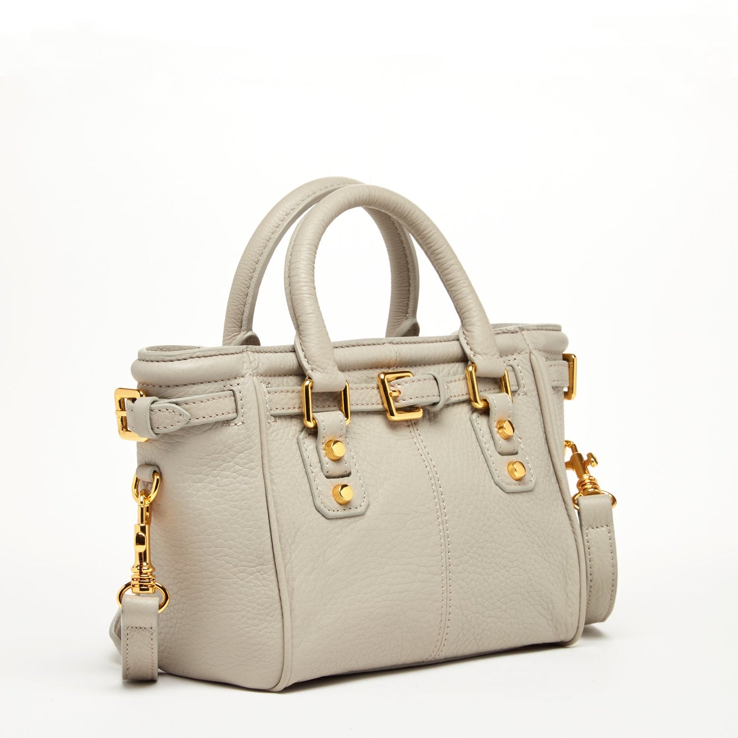 Emma Gray Beige Leather Satchel