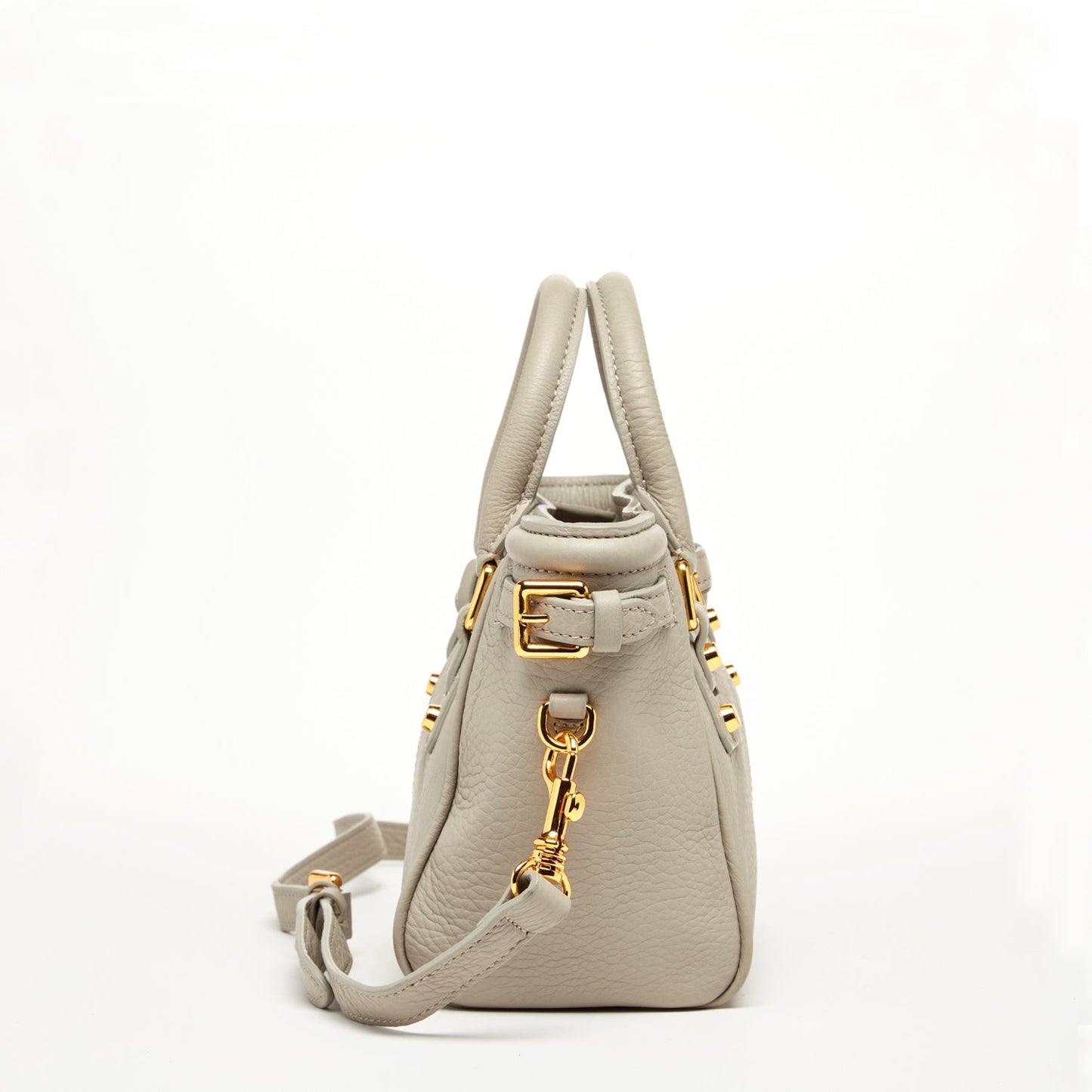 Emma Gray Beige Leather Satchel