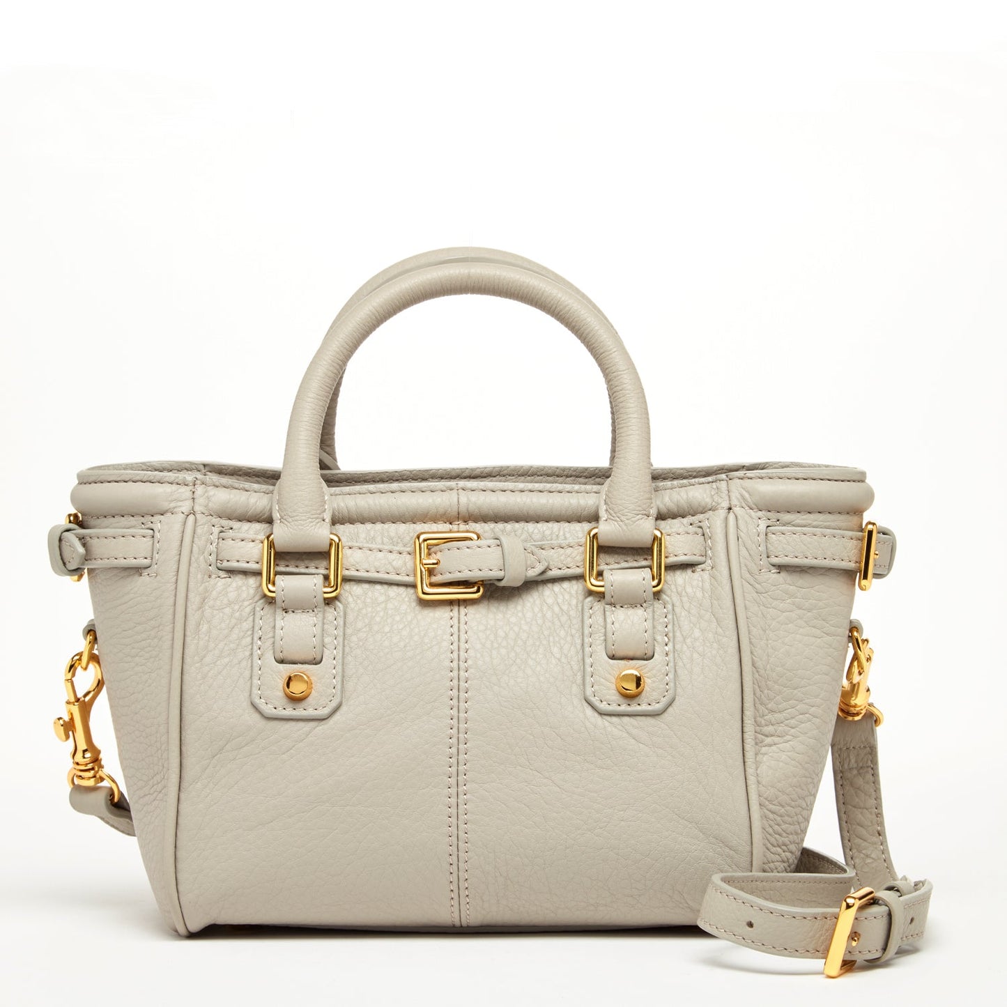 Emma Gray Beige Leather Satchel