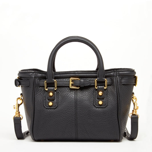 Emma Black Leather Satchel Bag