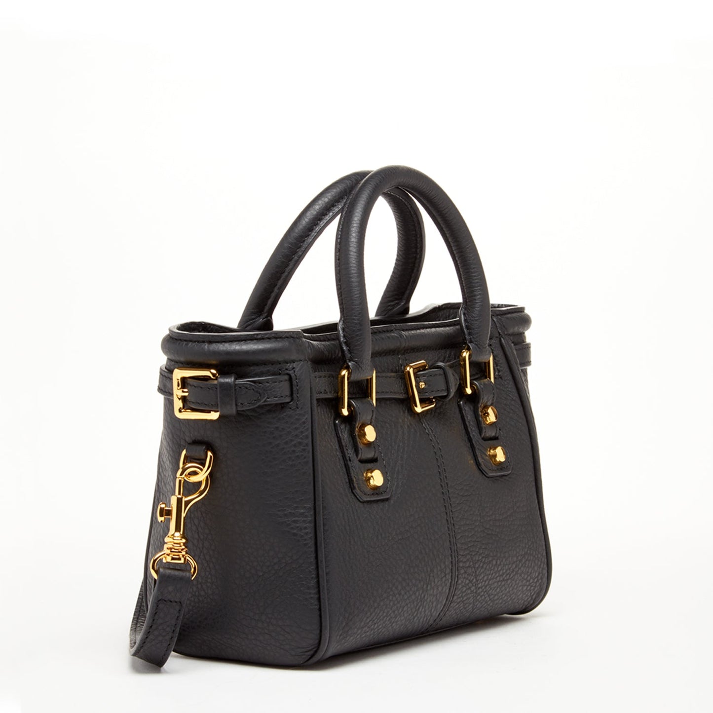 Emma Black Leather Satchel Bag