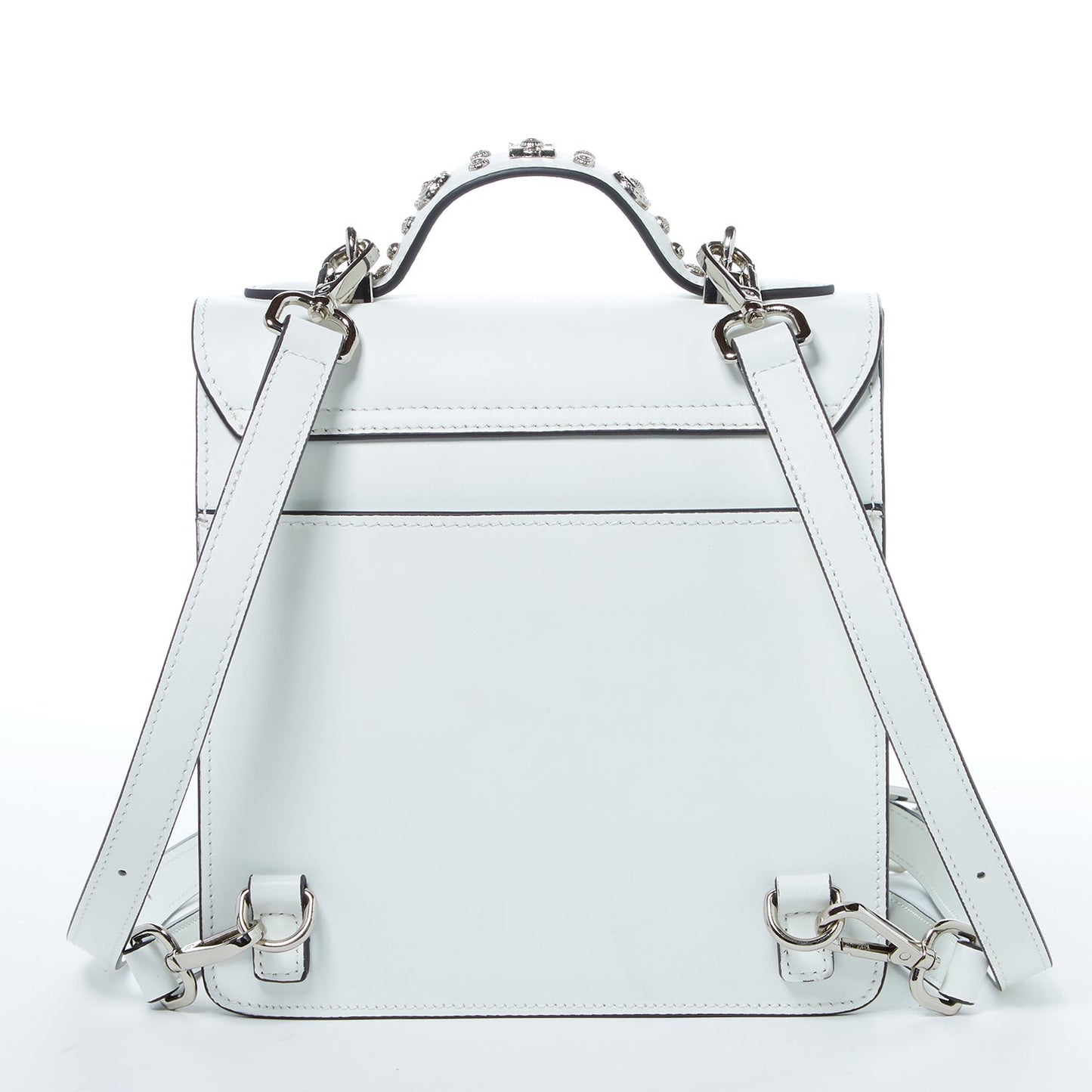 Hollywood White Leather Backpack Purse