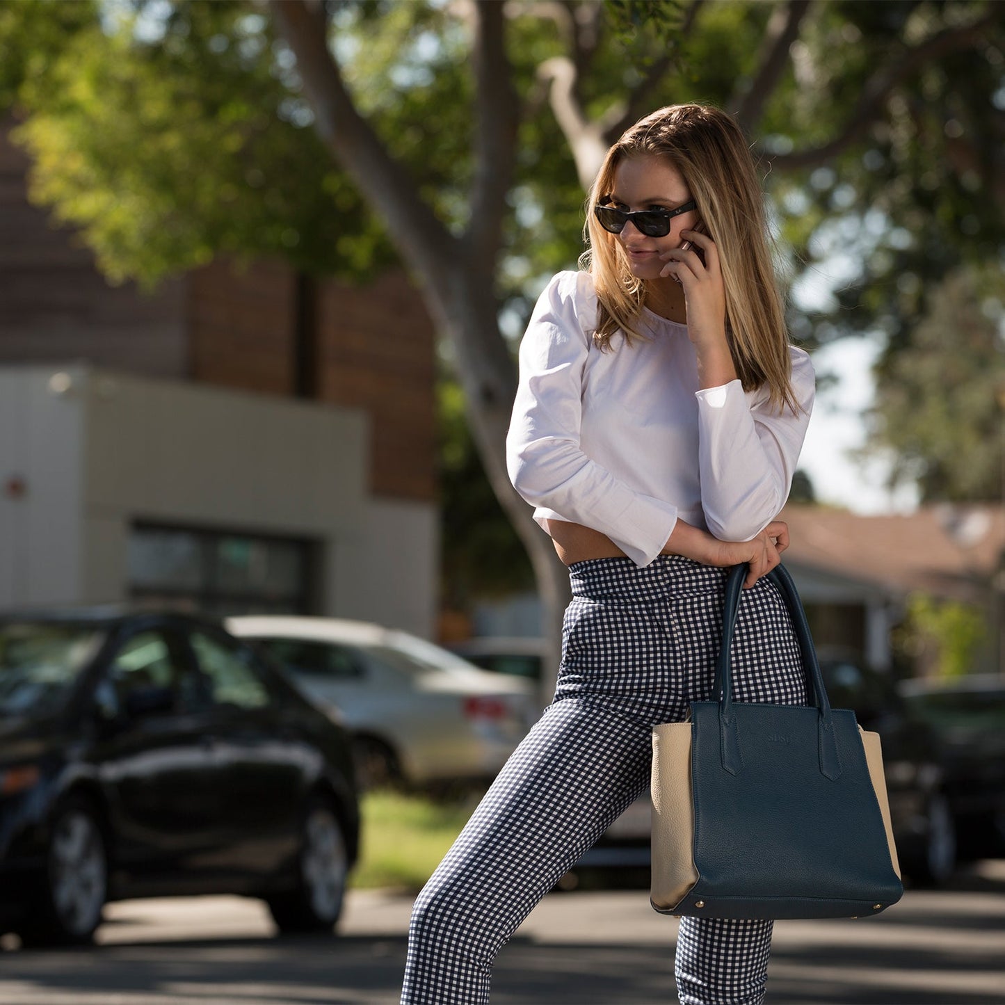 Jody Blue Ivory Leather Tote