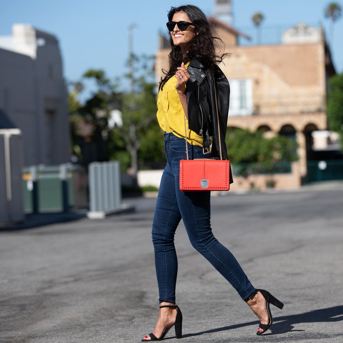 Josie Red Leather Chain Purse