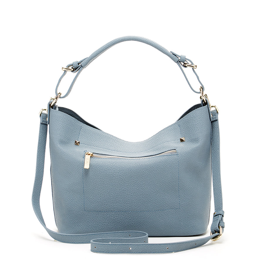 Lauren Faded Denim Blue Leather Hobo Bag