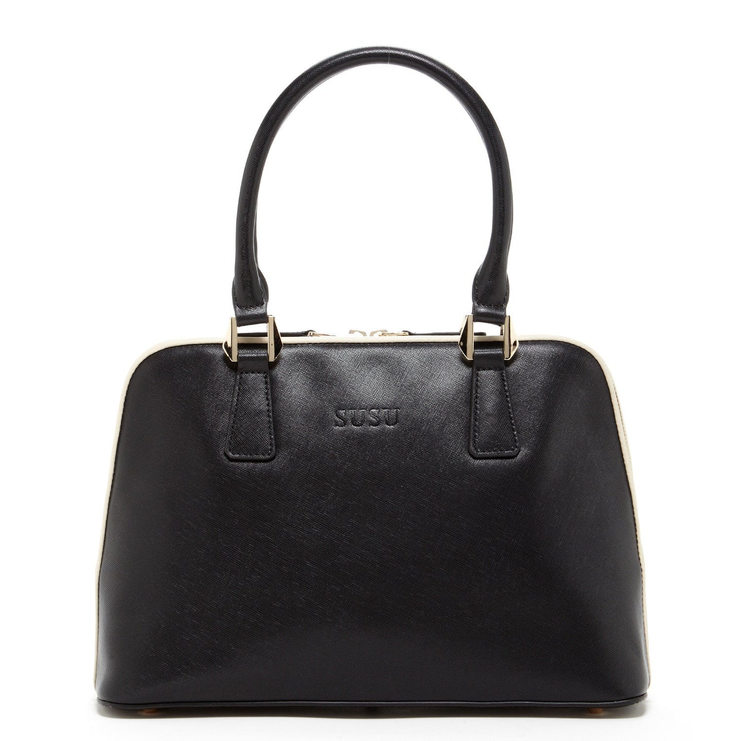 Melissa Black Saffiano Leather Satchel