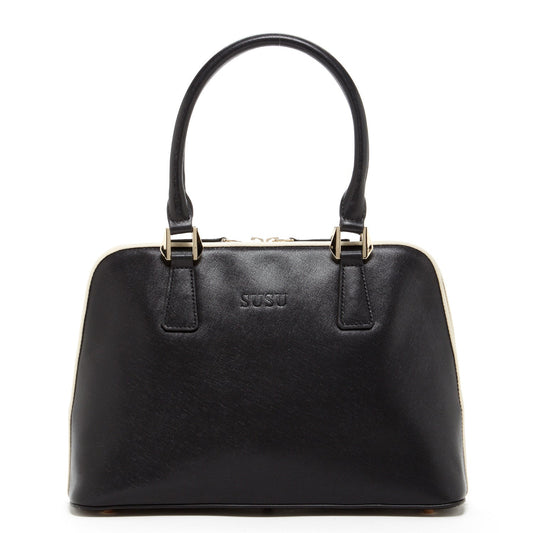 Melissa Black Saffiano Leather Satchel