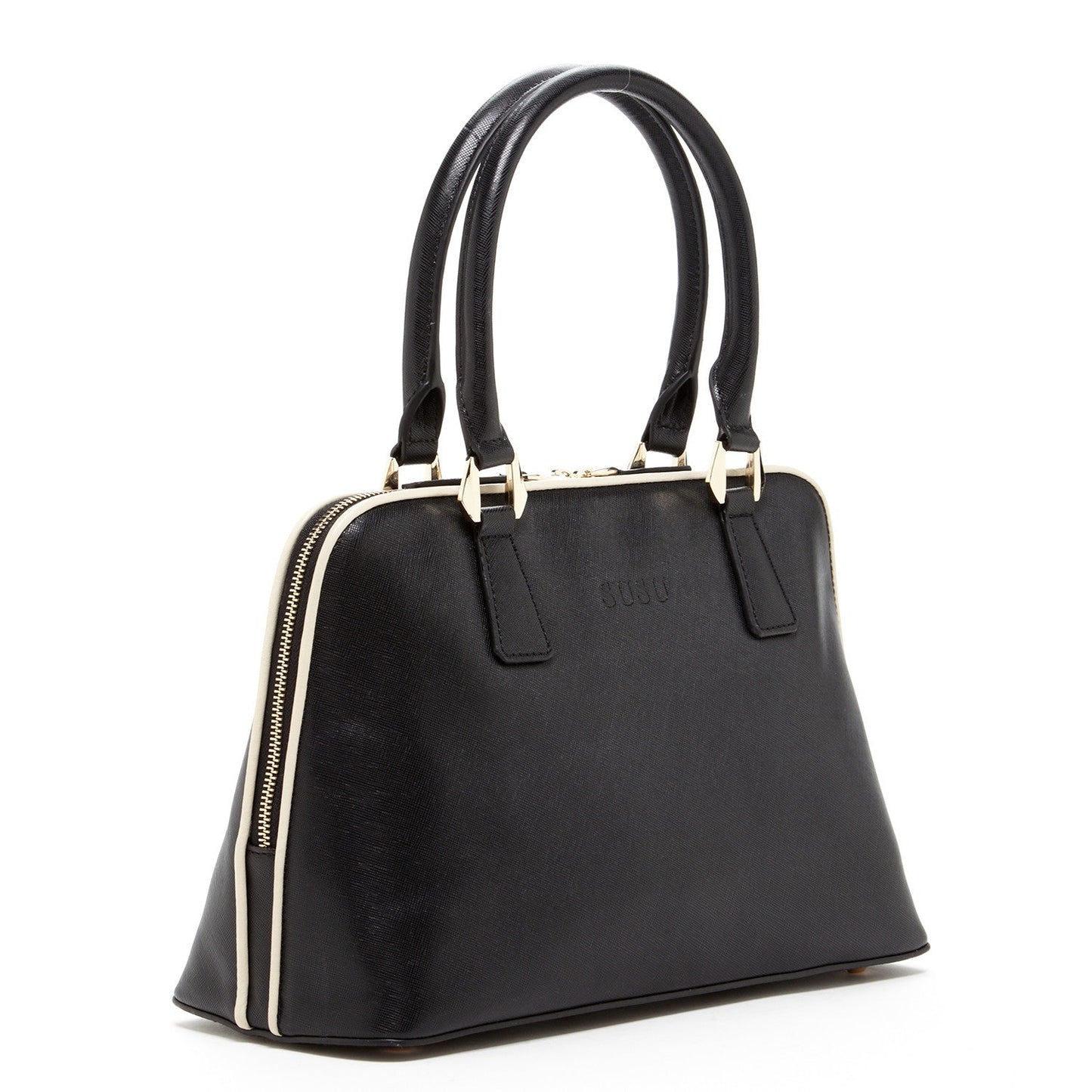 Melissa Black Saffiano Leather Satchel