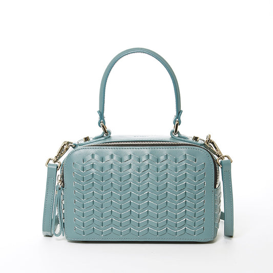 Kayla Blue Woven Leather Crossbody