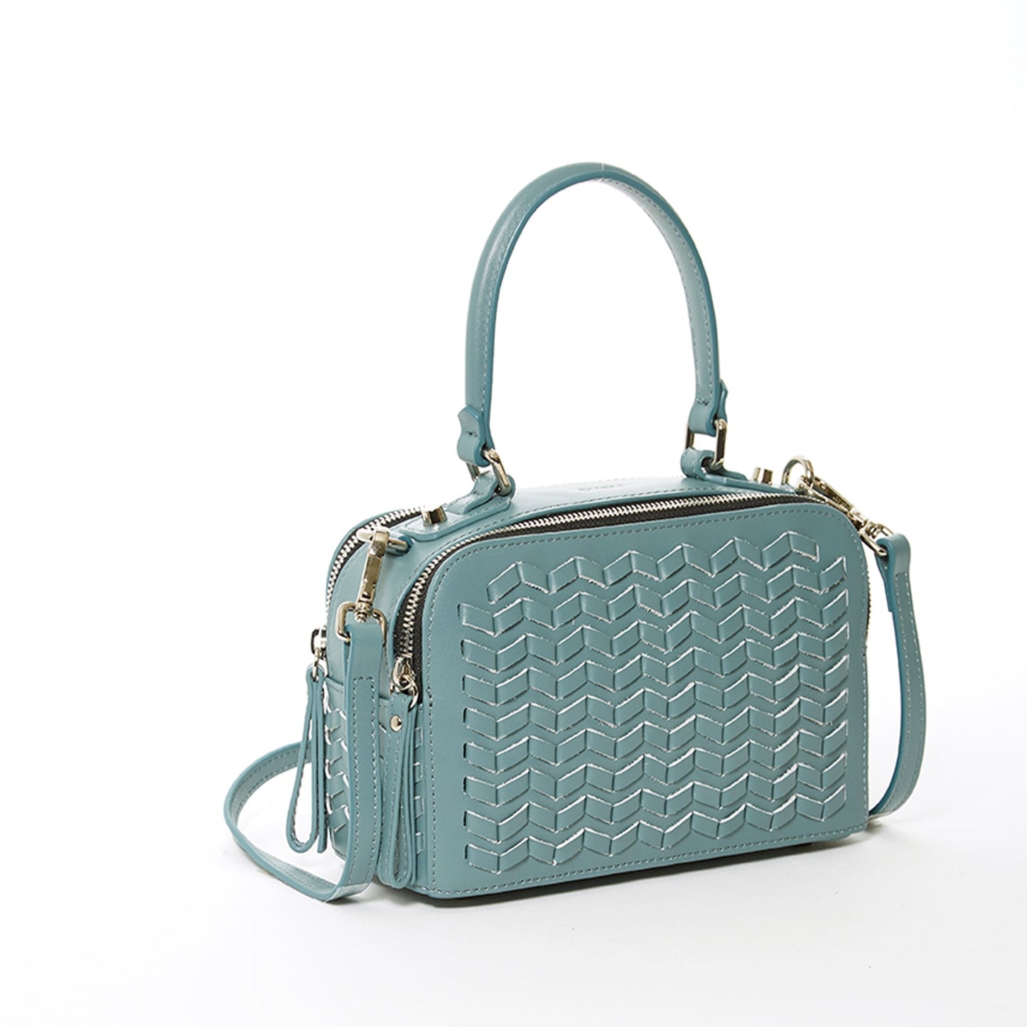 Kayla Blue Woven Leather Crossbody