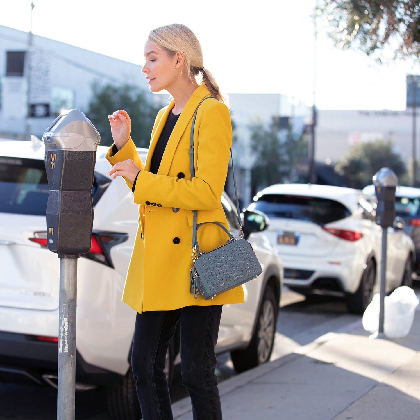 Kayla Blue Woven Leather Crossbody