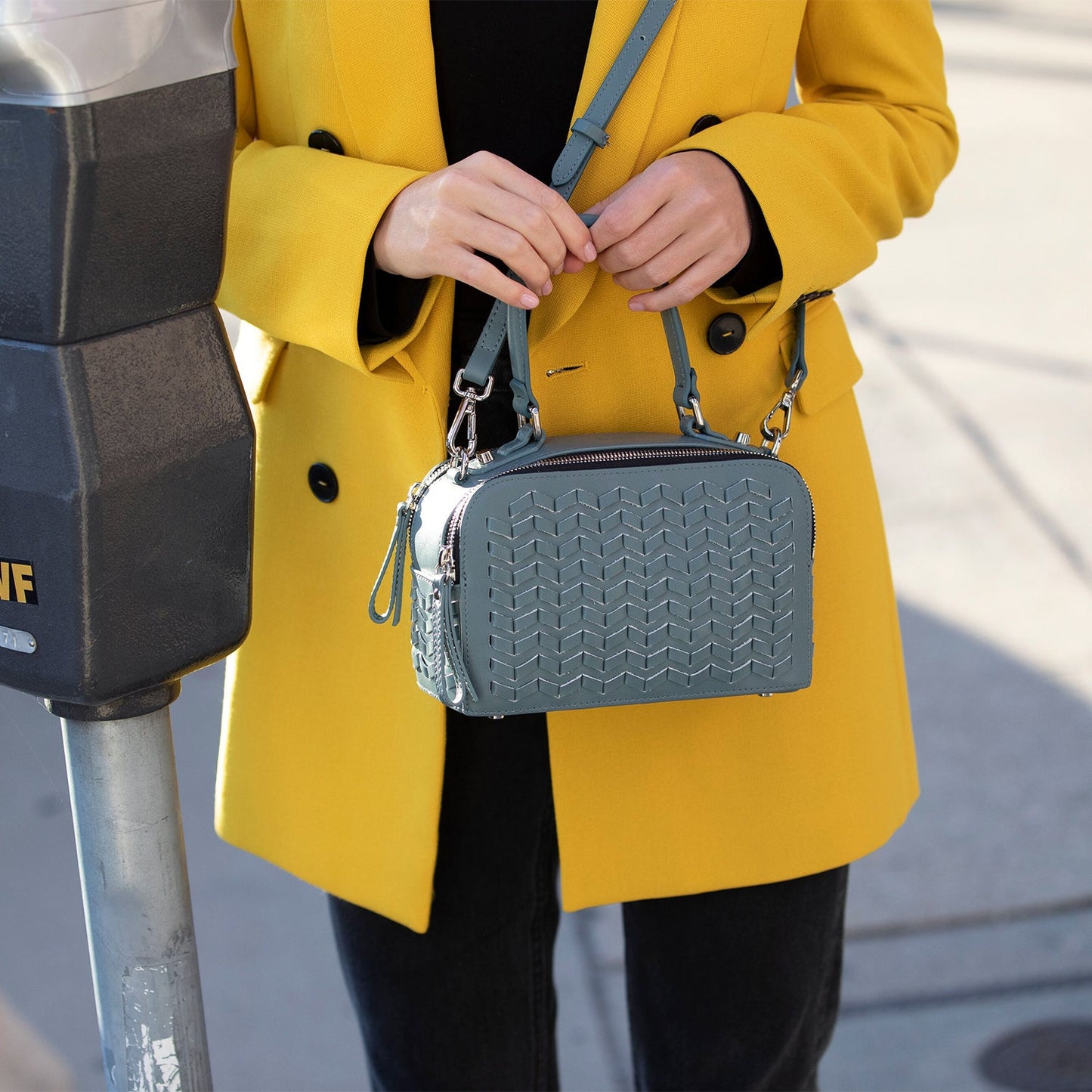 Kayla Blue Woven Leather Crossbody