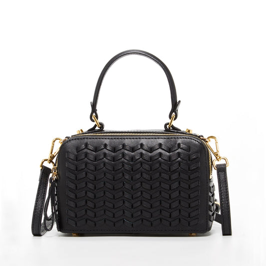 Kayla Black Woven Crossbody Bag