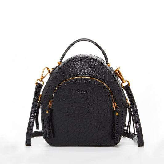 Amanda Black Leather Convertible Backpack