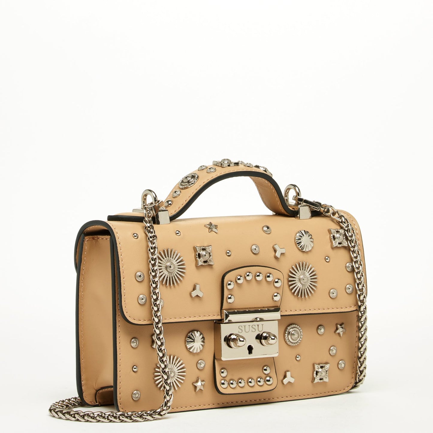 Hollywood Beige Studded Crossbody